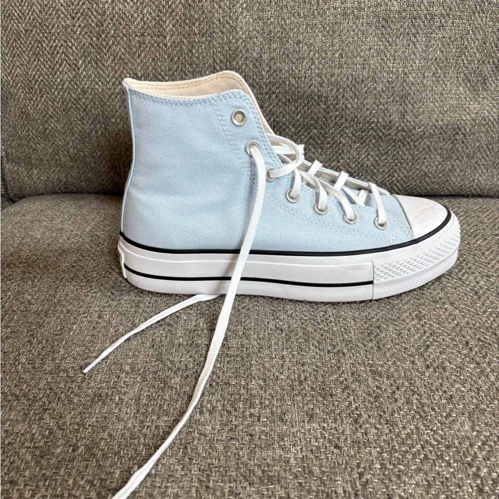 Sky Blue High-Top Canvas Sneakers, never used